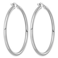 Sterling Silver Rhodium-plated 2.5mm Round Hoop Earrings view 4