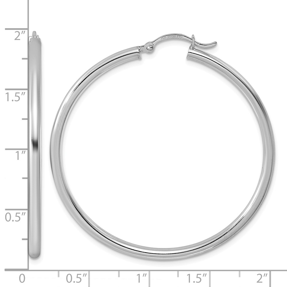 Sterling Silver Rhodium-plated 2.5mm Round Hoop Earrings (QE4389)