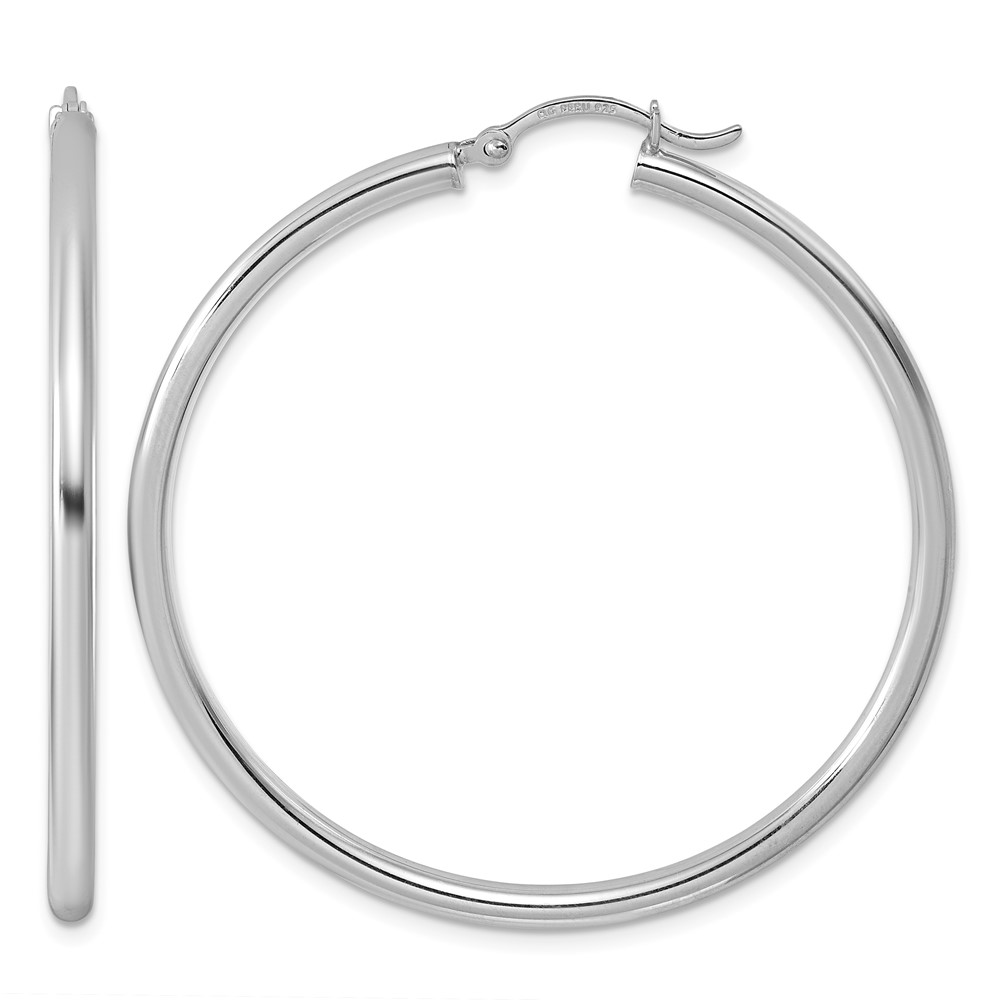 Sterling Silver Rhodium-plated 2.5mm Round Hoop Earrings (QE4389)