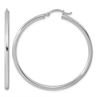 Sterling Silver Rhodium-plated 2.5mm Round Hoop Earrings view 1