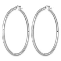 Sterling Silver Rhodium-plated 2.5mm Round Hoop Earrings view 2