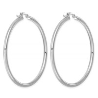 Sterling Silver Rhodium-plated 2.5mm Round Hoop Earrings view 4