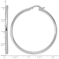 Sterling Silver Rhodium-plated 2.5mm Round Hoop Earrings view 5