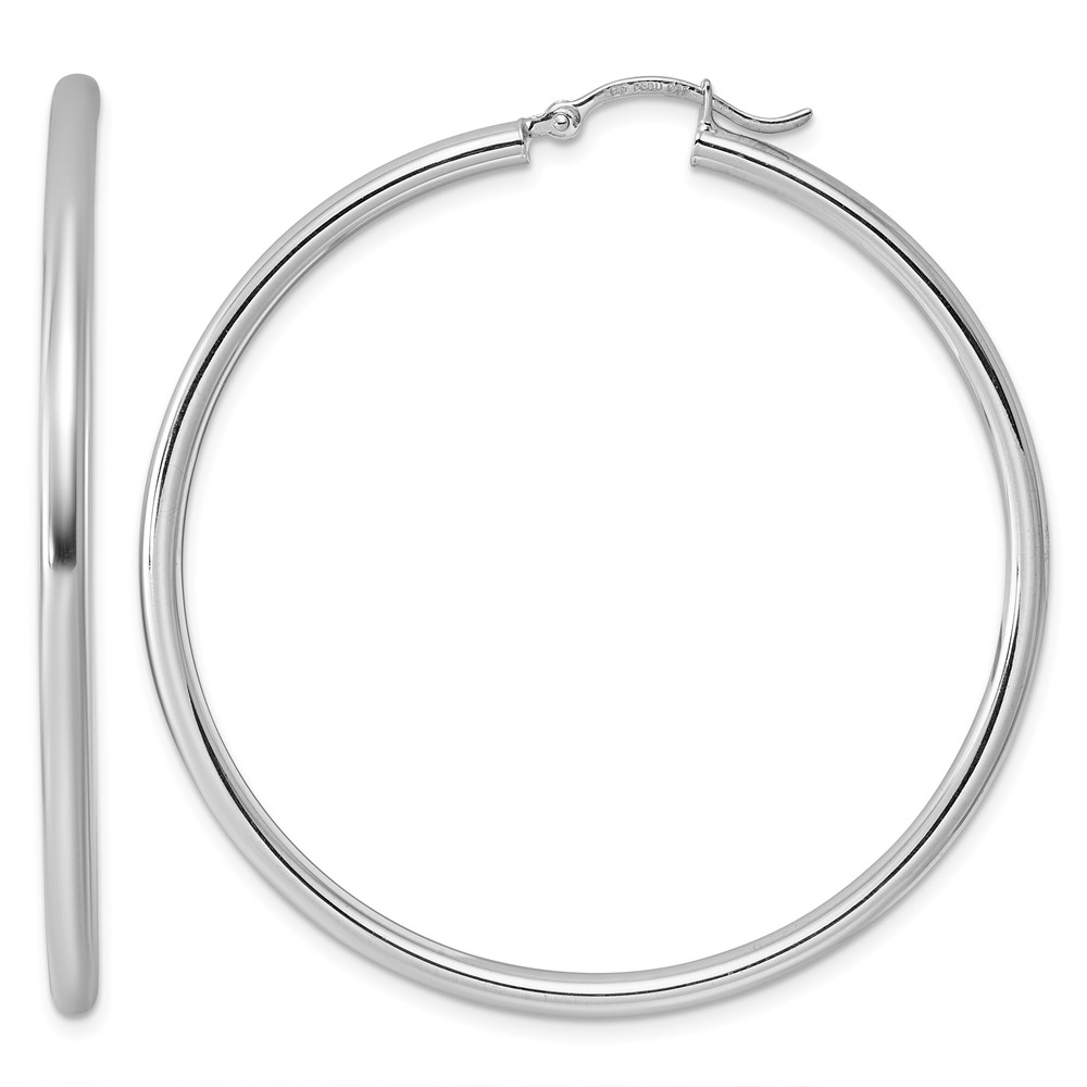 Sterling Silver Rhodium-plated 2.5mm Round Hoop Earrings (QE4390)
