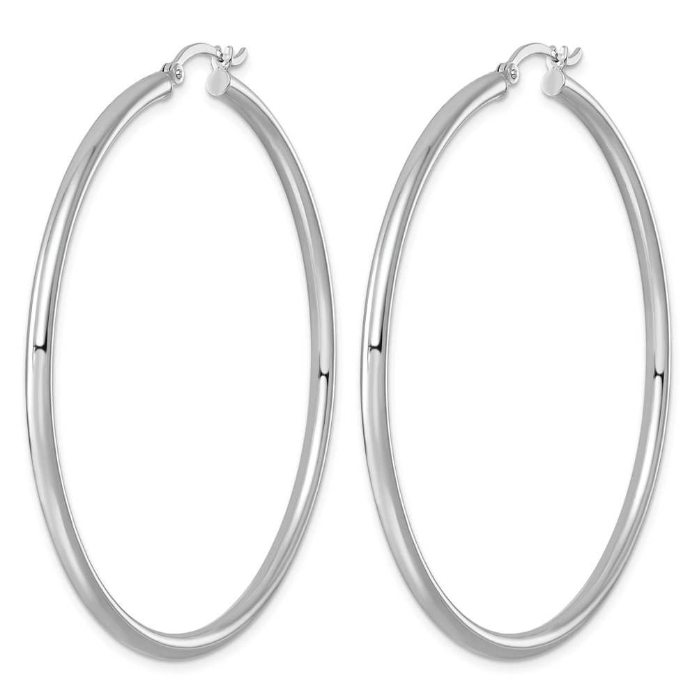 Sterling Silver Rhodium-plated 2.5mm Round Hoop Earrings (QE4391)