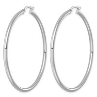 Sterling Silver Rhodium-plated 2.5mm Round Hoop Earrings view 2
