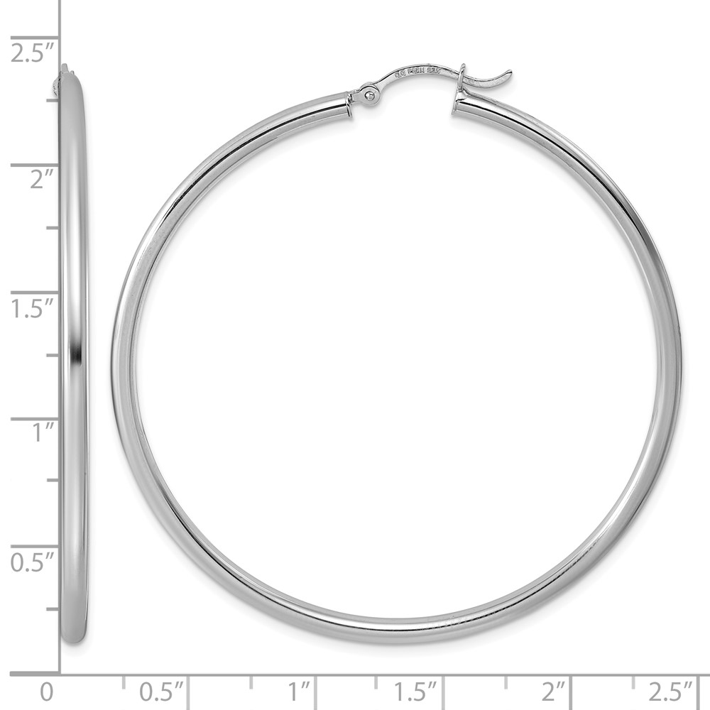 Sterling Silver Rhodium-plated 2.5mm Round Hoop Earrings (QE4391)