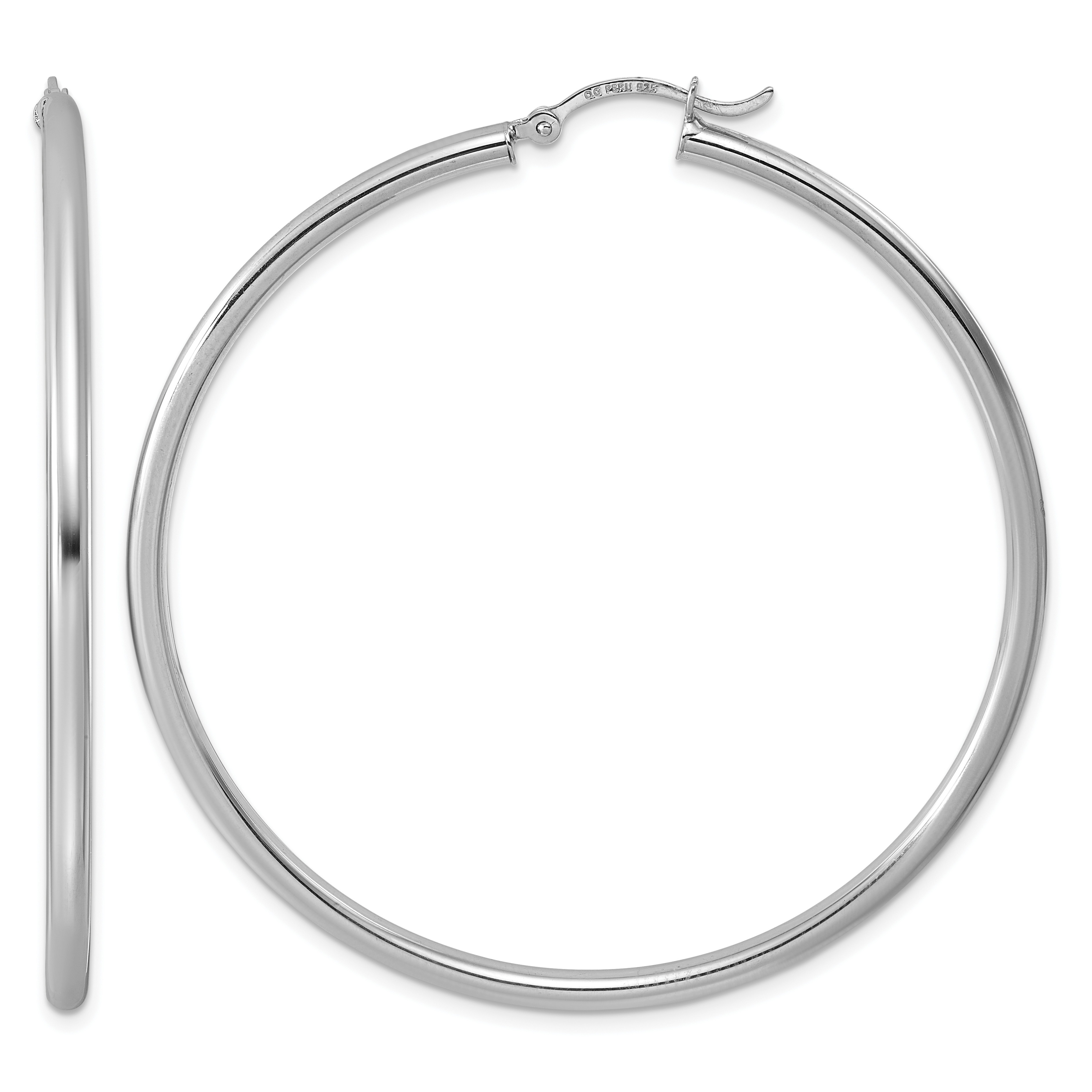 Sterling Silver Rhodium-plated 2.5mm Round Hoop Earrings (QE4391)