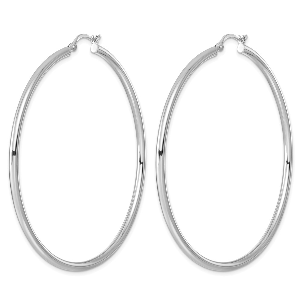 Sterling Silver Rhodium-plated 2.5mm Round Hoop Earrings (QE4392)