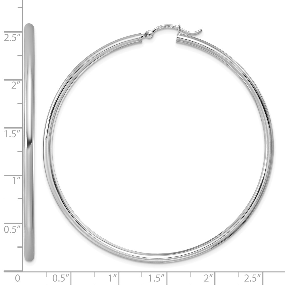 Sterling Silver Rhodium-plated 2.5mm Round Hoop Earrings (QE4392)