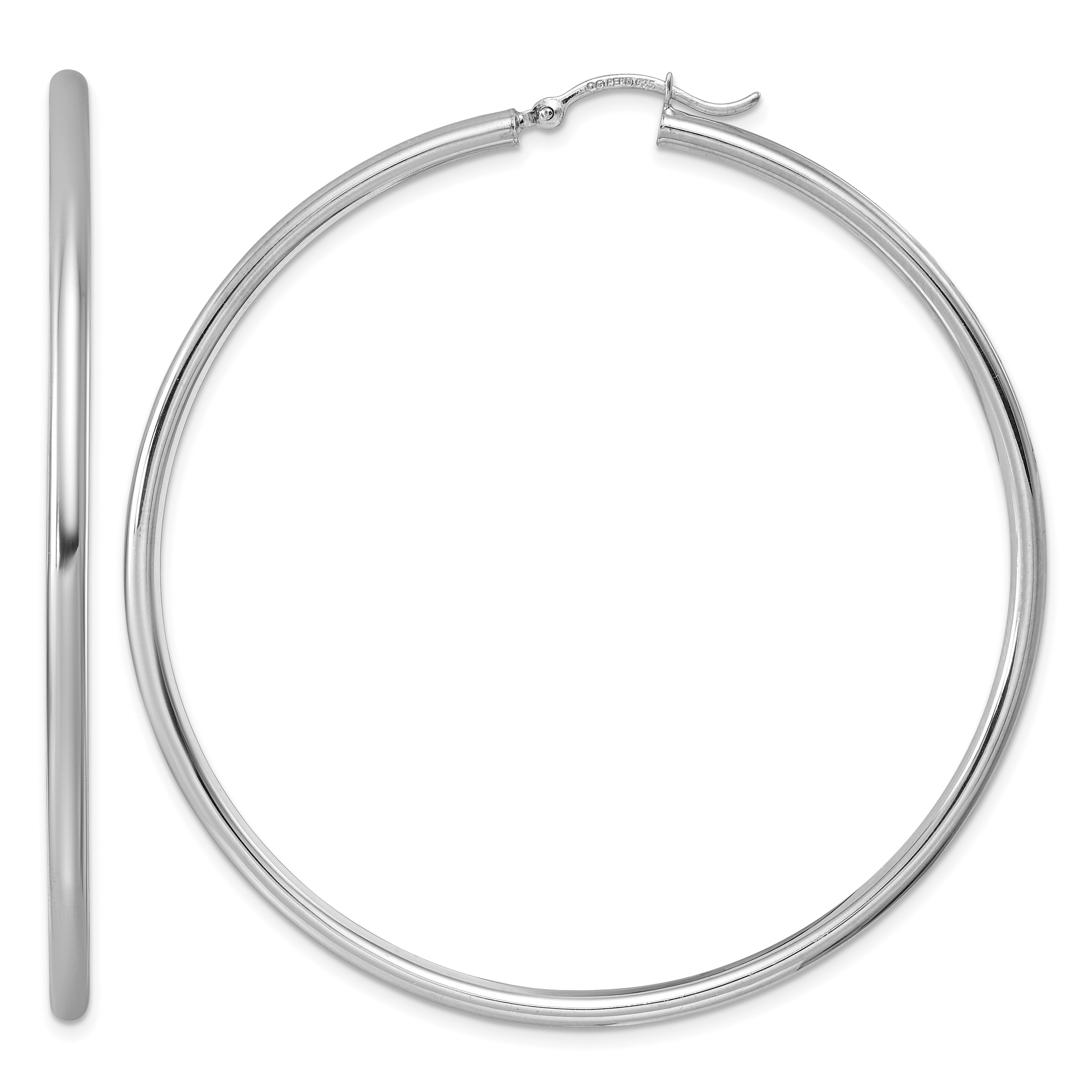 Sterling Silver Rhodium-plated 2.5mm Round Hoop Earrings (QE4392)
