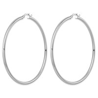 Sterling Silver Rhodium-plated 2.5mm Round Hoop Earrings view 2