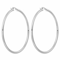 Sterling Silver Rhodium-plated 2.5mm Round Hoop Earrings view 4