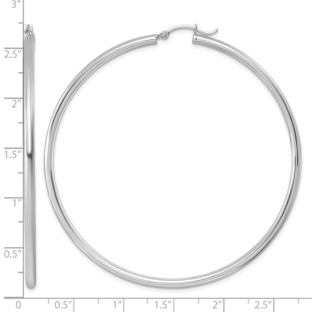 Sterling Silver Rhodium-plated 2.5mm Round Hoop Earrings (QE4393)
