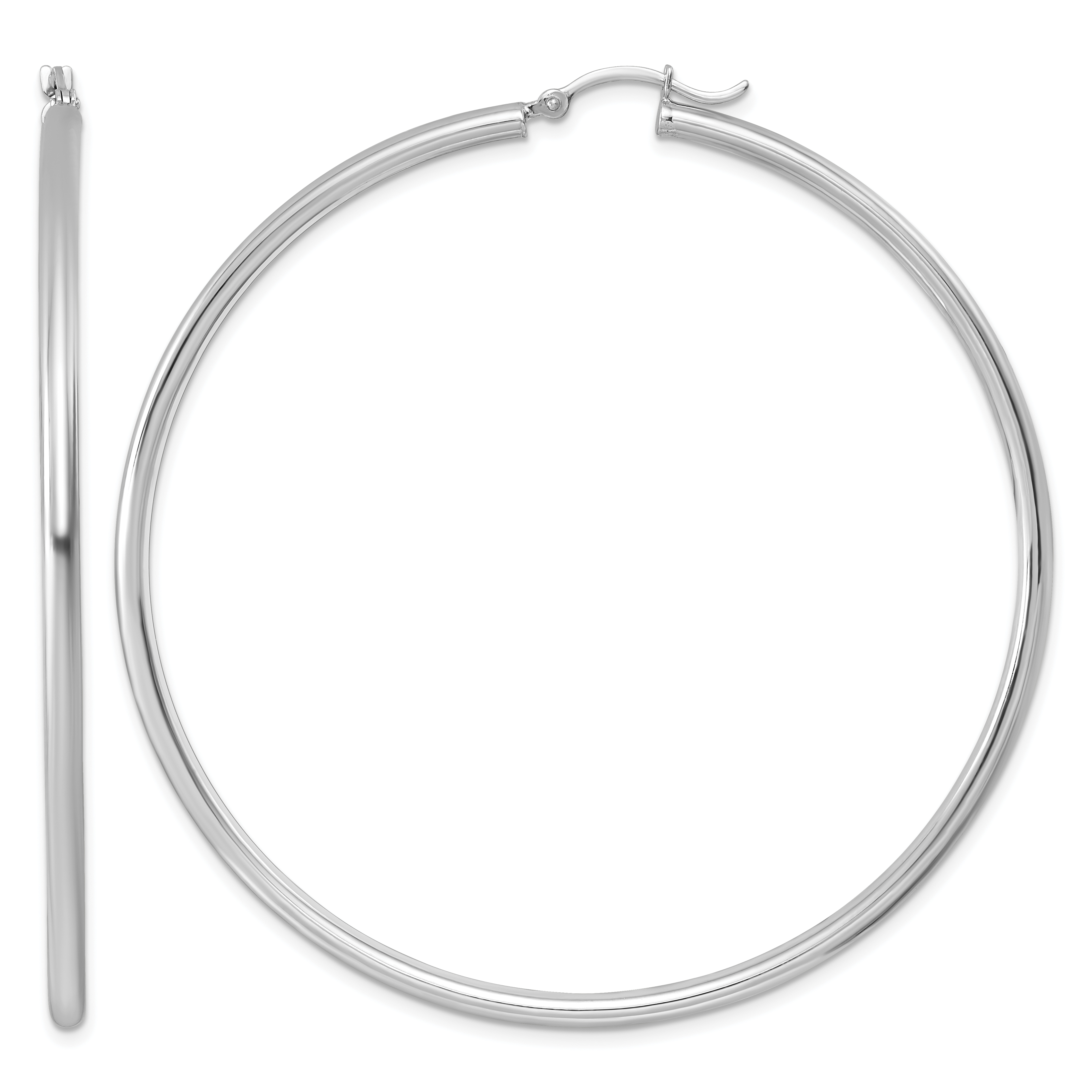 Sterling Silver Rhodium-plated 2.5mm Round Hoop Earrings (QE4393)