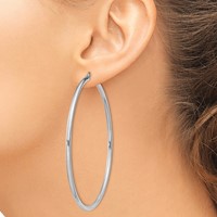 Sterling Silver Rhodium-plated 2.5mm Round Hoop Earrings view 3