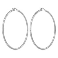 Sterling Silver Rhodium-plated 2.5mm Round Hoop Earrings view 4