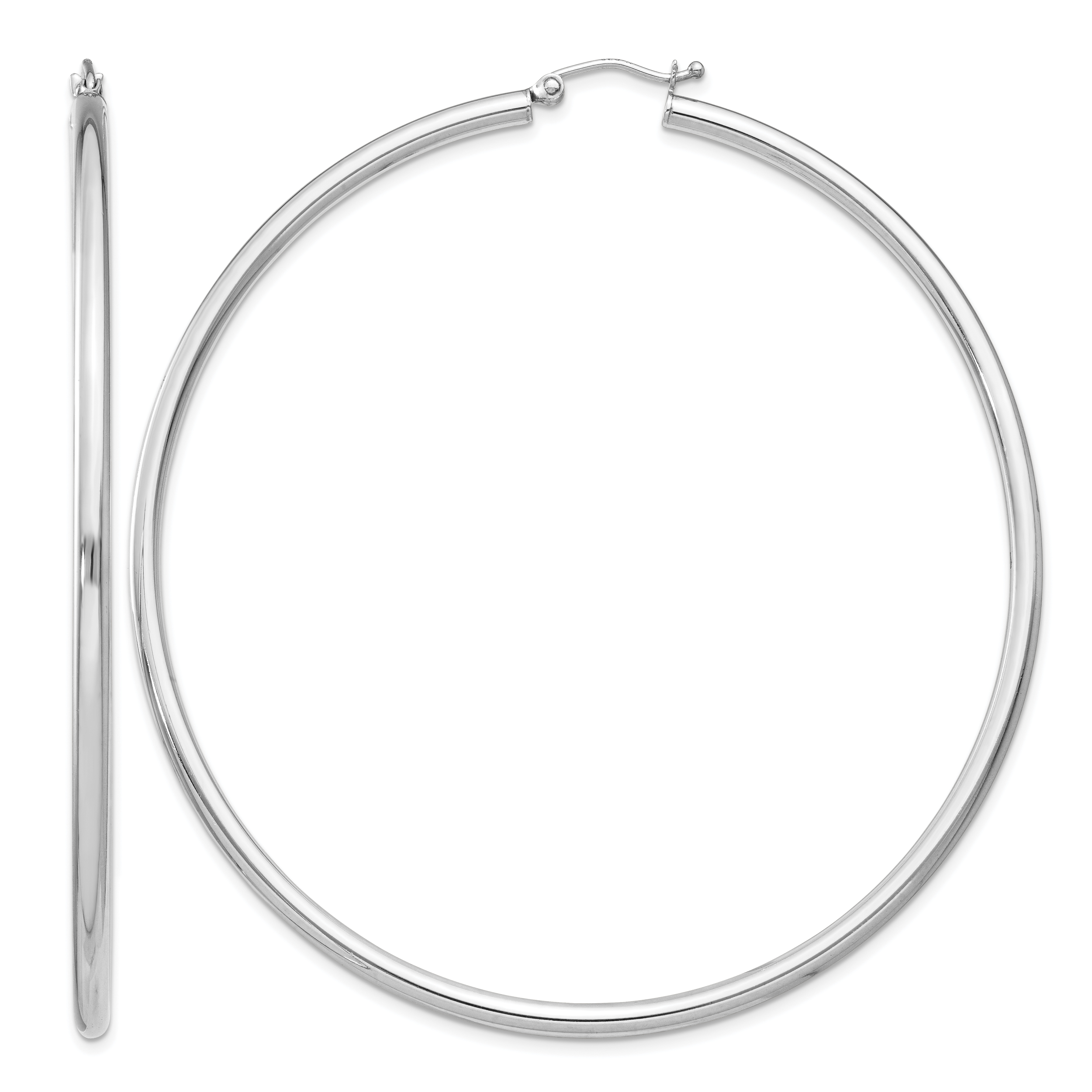 Sterling Silver Rhodium-plated 2.5mm Round Hoop Earrings (QE4394)