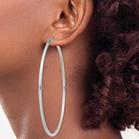Sterling Silver Rhodium-plated 2.5mm Round Hoop Earrings view 3