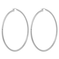 Sterling Silver Rhodium-plated 2.5mm Round Hoop Earrings view 4