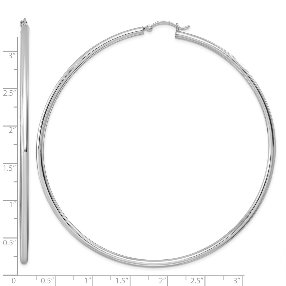Sterling Silver Rhodium-plated 2.5mm Round Hoop Earrings (QE4395)