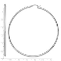 Sterling Silver Rhodium-plated 2.5mm Round Hoop Earrings view 5