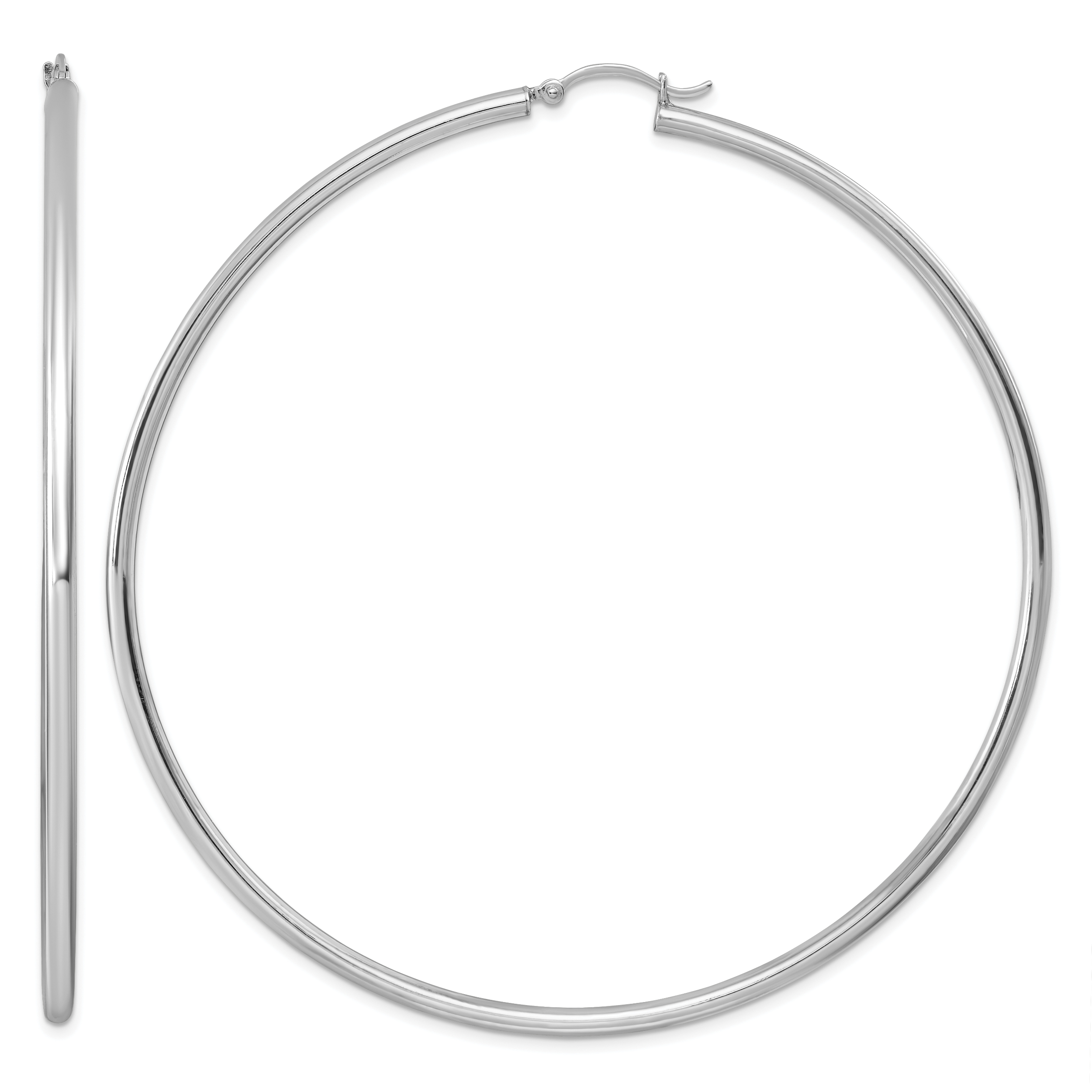 Sterling Silver Rhodium-plated 2.5mm Round Hoop Earrings (QE4395)