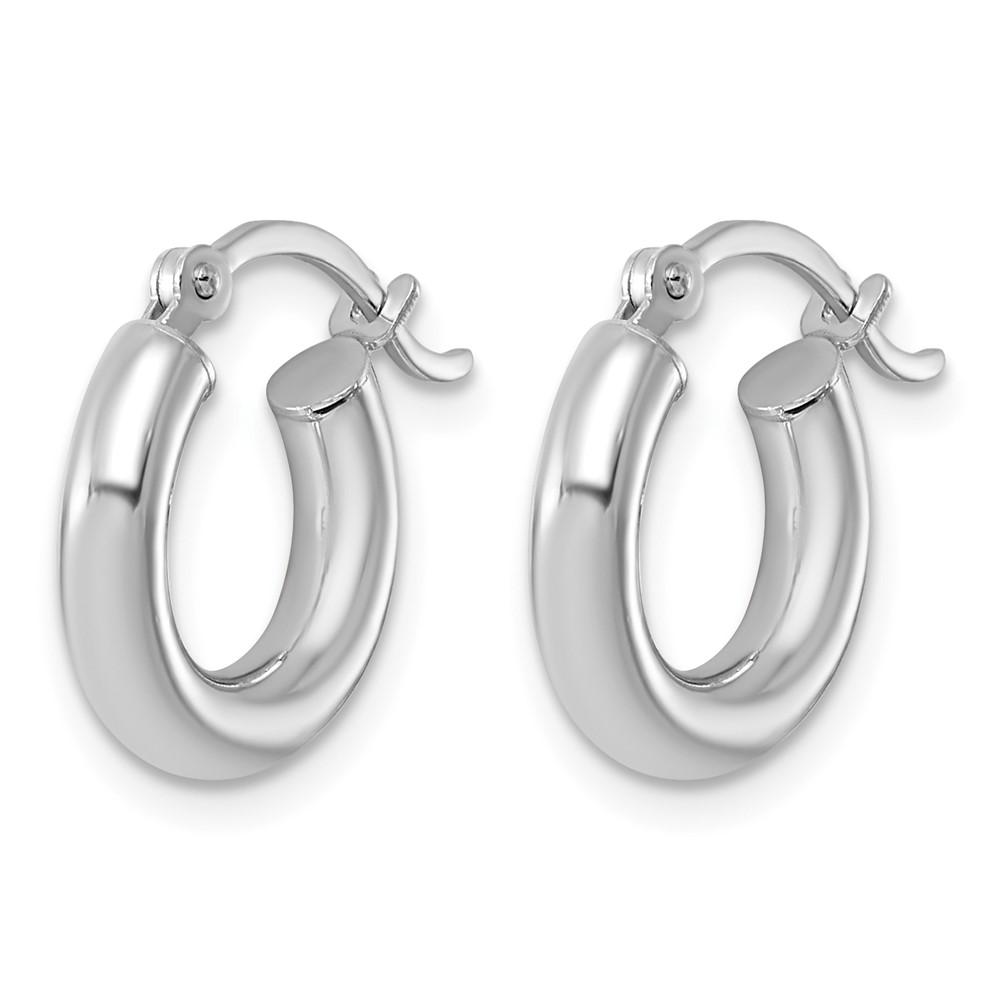 Sterling Silver Rhodium-plated 3mm Round Hoop Earrings (QE4396)