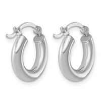 Sterling Silver Rhodium-plated 3mm Round Hoop Earrings view 4