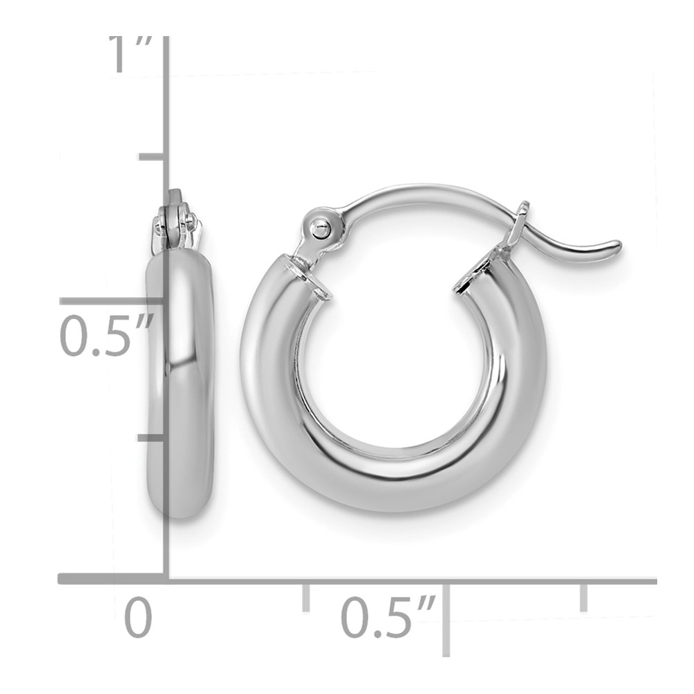 Sterling Silver Rhodium-plated 3mm Round Hoop Earrings (QE4396)