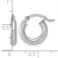 Sterling Silver Rhodium-plated 3mm Round Hoop Earrings view 5