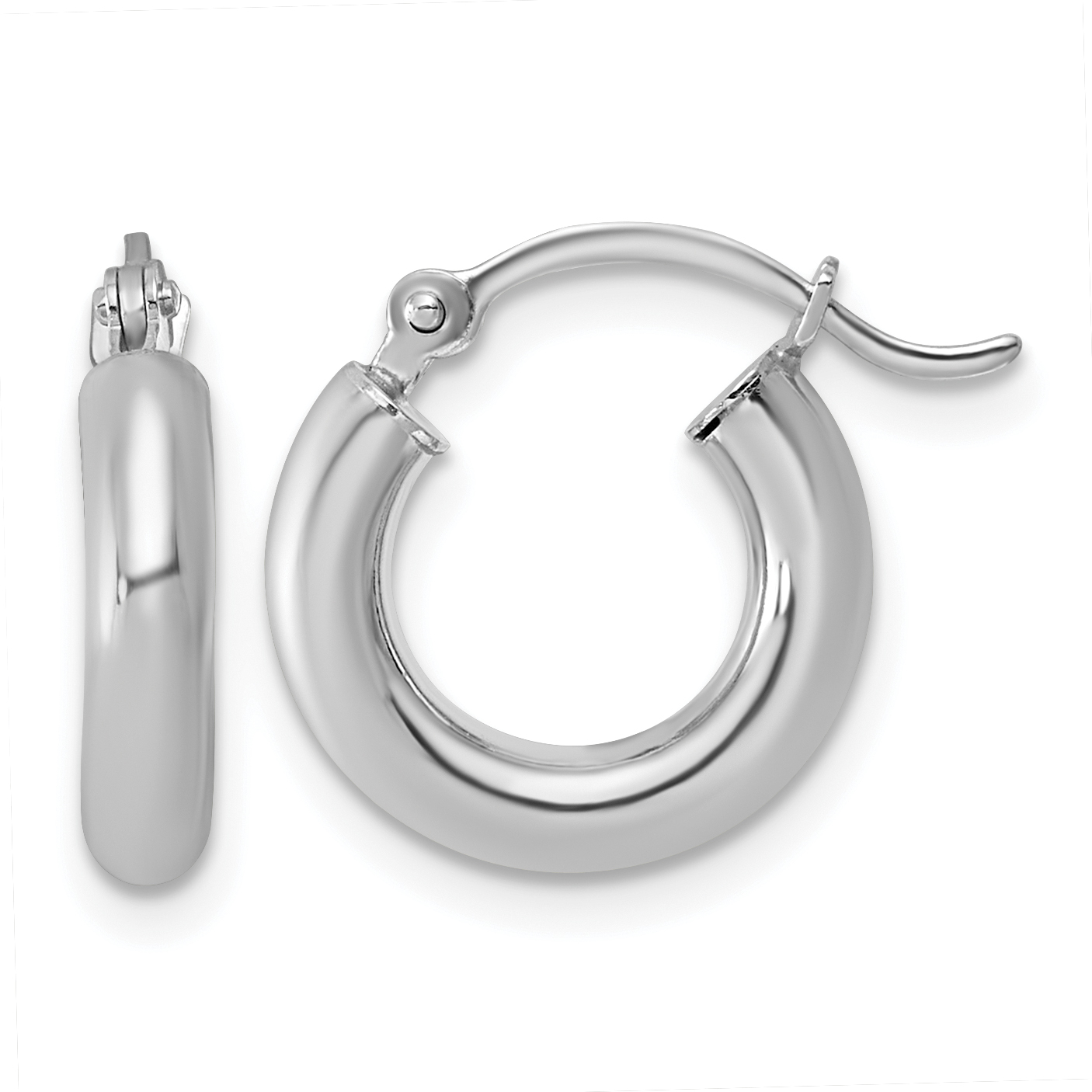 Sterling Silver Rhodium-plated 3mm Round Hoop Earrings (QE4396)