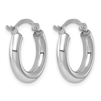 Sterling Silver Rhodium-plated 3mm Round Hoop Earrings view 4
