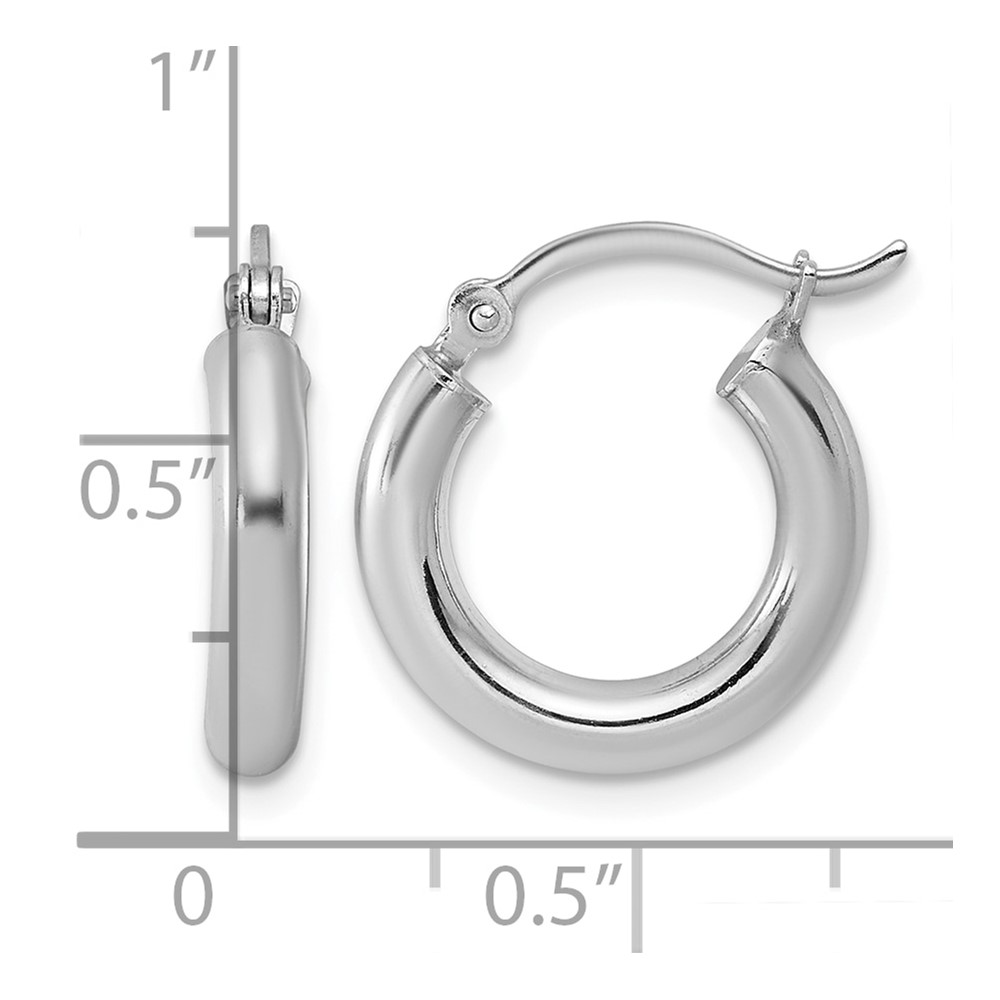 Sterling Silver Rhodium-plated 3mm Round Hoop Earrings (QE4397)