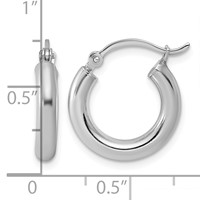 Sterling Silver Rhodium-plated 3mm Round Hoop Earrings view 5