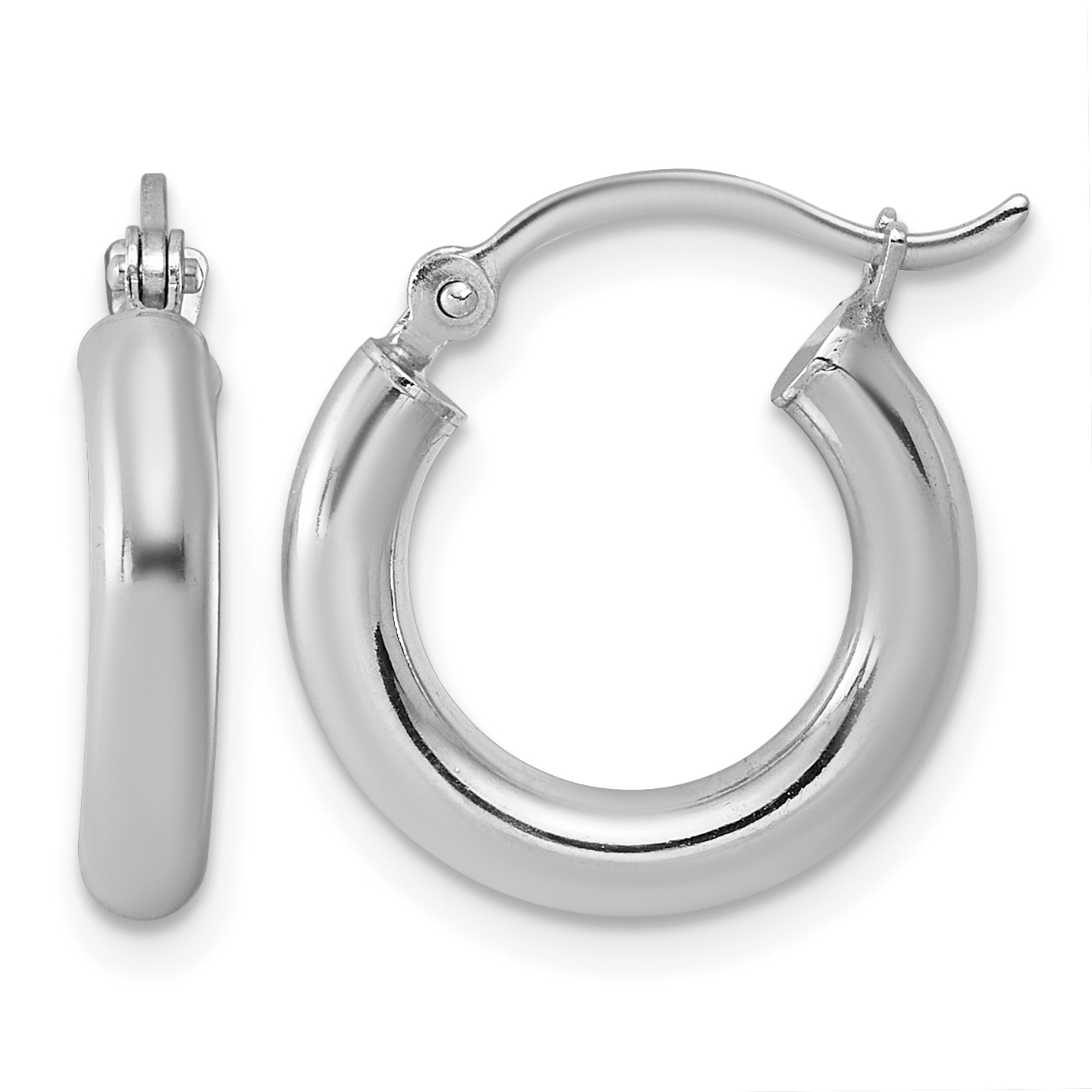 Sterling Silver Rhodium-plated 3mm Round Hoop Earrings (QE4397)