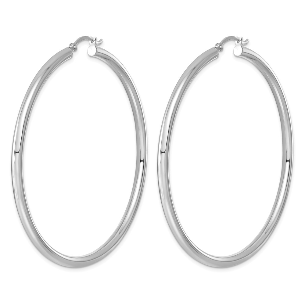 Sterling Silver Rhodium-plated 3mm Round Hoop Earrings (QE4398)