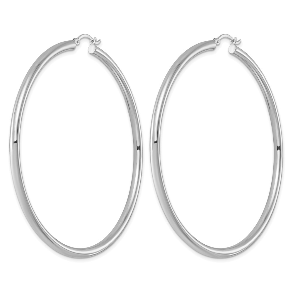 Sterling Silver Rhodium-plated 3mm Round Hoop Earrings (QE4399)