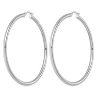 Sterling Silver Rhodium-plated 3mm Round Hoop Earrings view 2