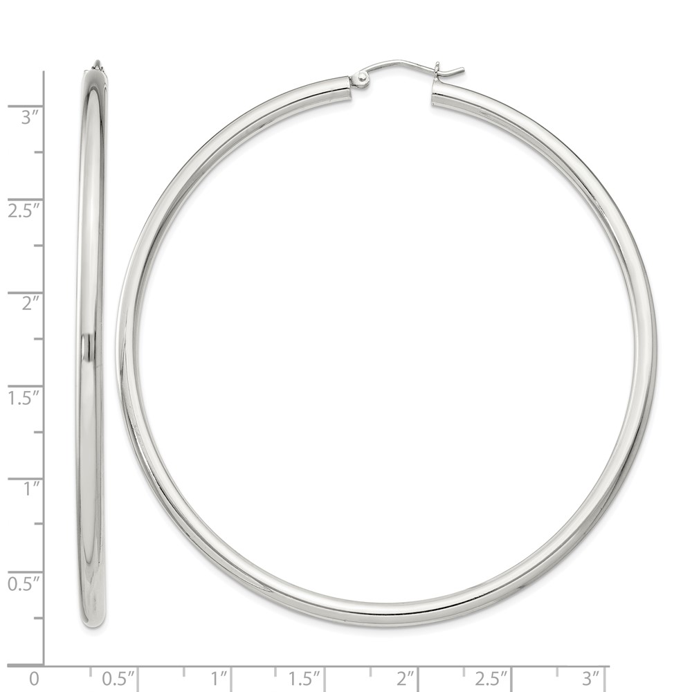 Sterling Silver 3mm Round Hoop Earrings (QE4400SP)