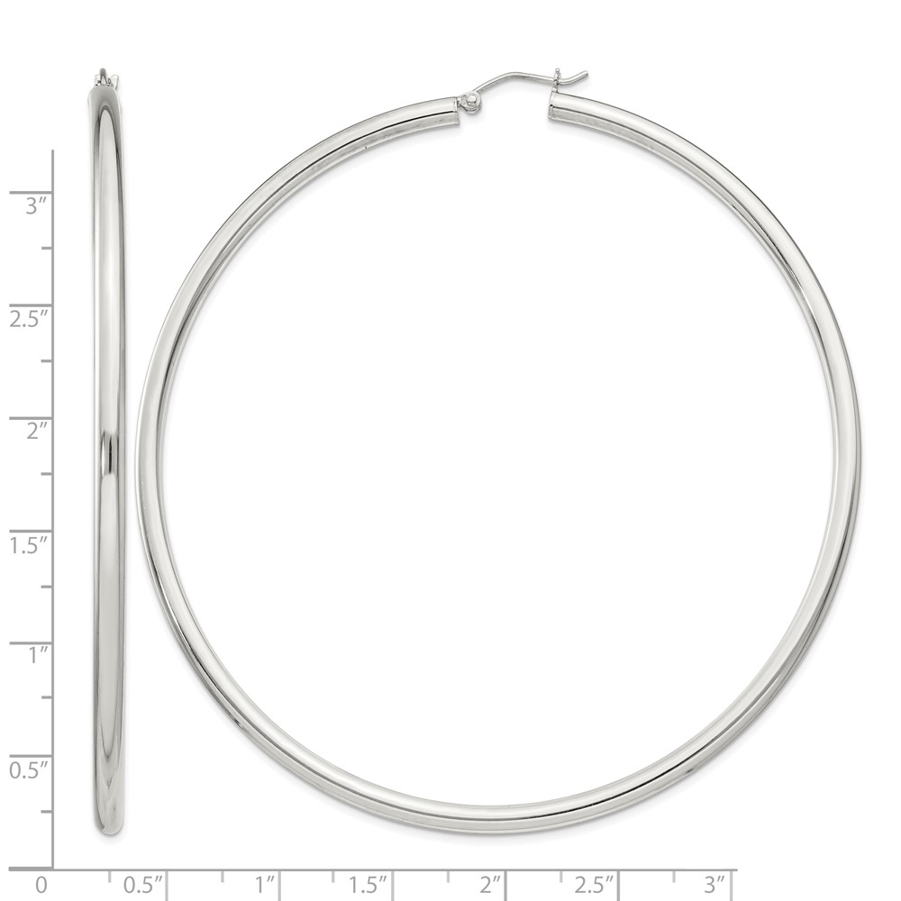 Sterling Silver 3mm Round Hoop Earrings (QE4401SP)