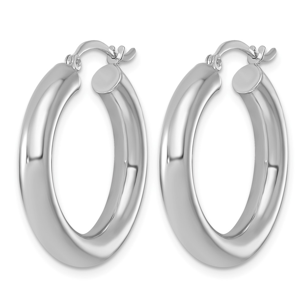 Sterling Silver Rhodium-plated 4mm Round Hoop Earrings (QE4402)