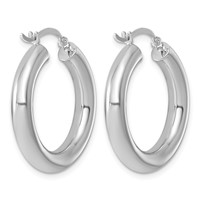 Sterling Silver Rhodium-plated 4mm Round Hoop Earrings view 4