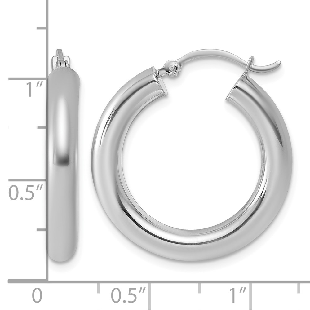 Sterling Silver Rhodium-plated 4mm Round Hoop Earrings (QE4402)