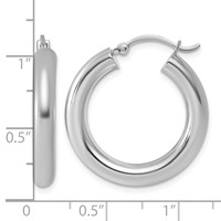 Sterling Silver Rhodium-plated 4mm Round Hoop Earrings view 5
