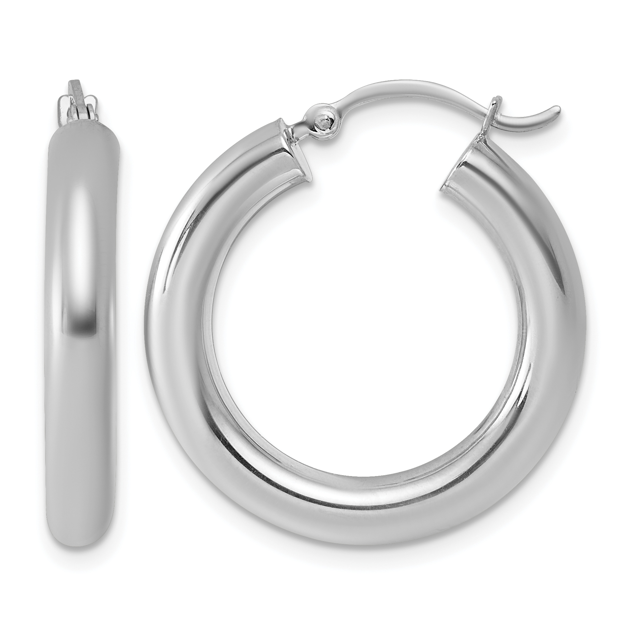 Sterling Silver Rhodium-plated 4mm Round Hoop Earrings (QE4402)