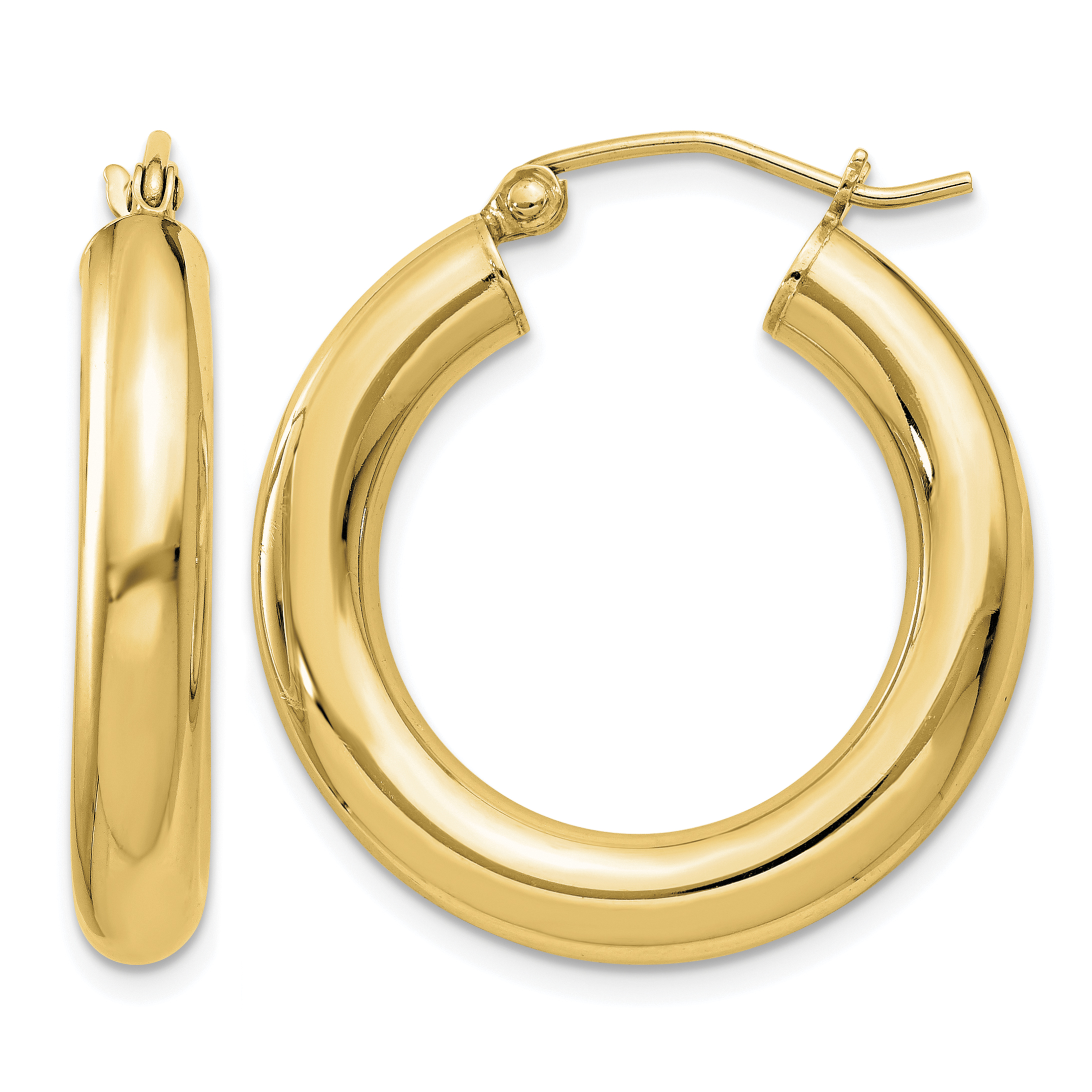 Sterling Silver Flash Gold-plated 4mm Round Hoop Earrings (QE4402GP)
