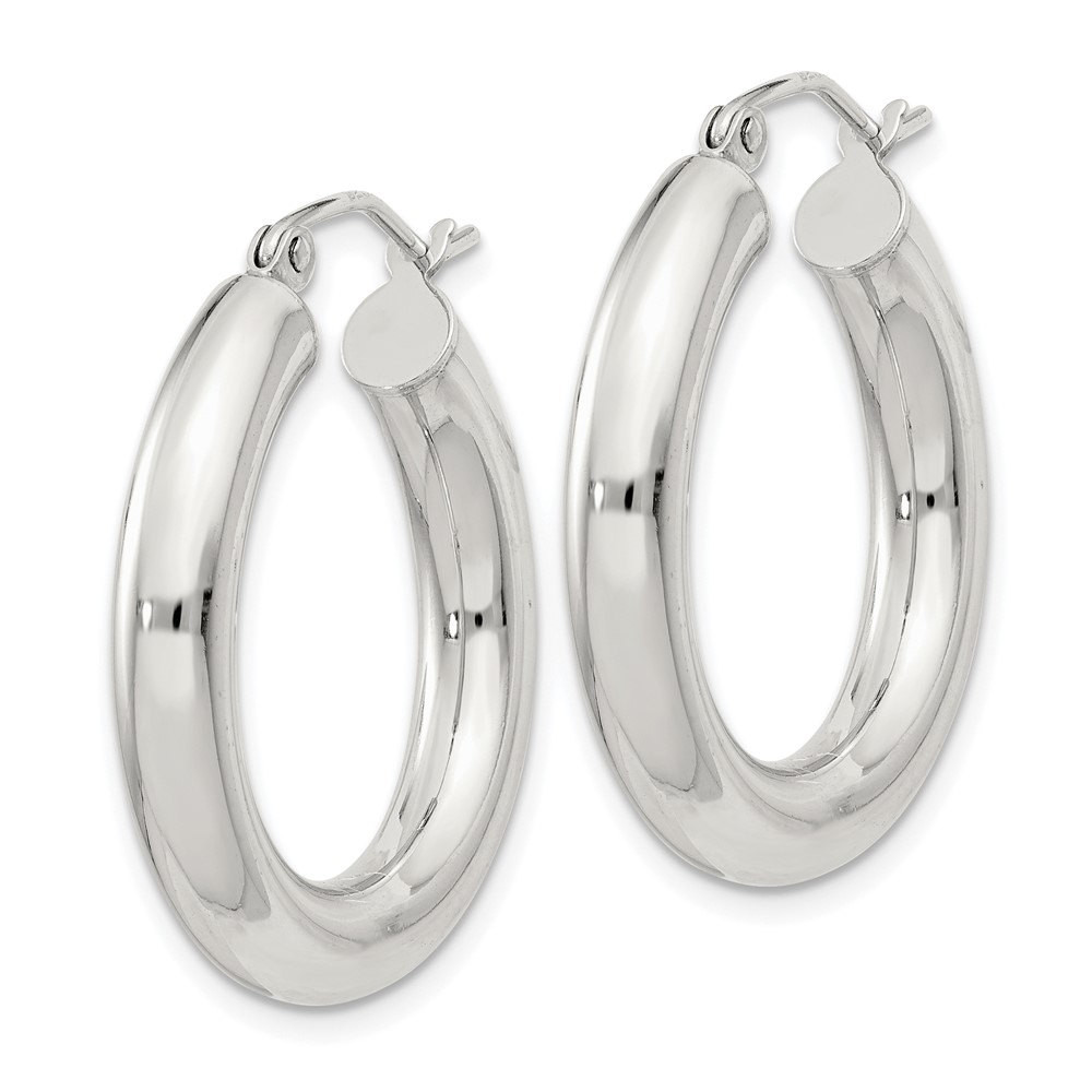 Sterling Silver 4mm Round Hoop Earrings (QE4402SP)