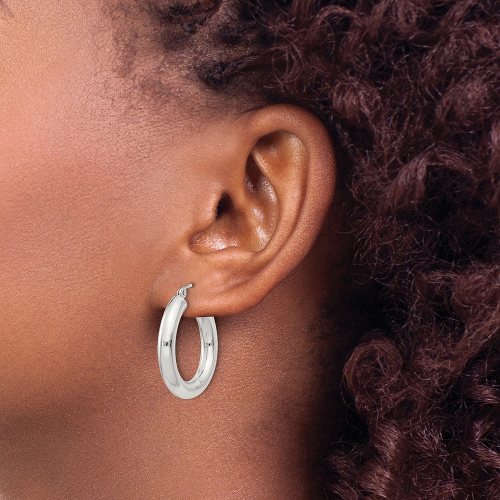 Sterling Silver 4mm Round Hoop Earrings (QE4402SP)