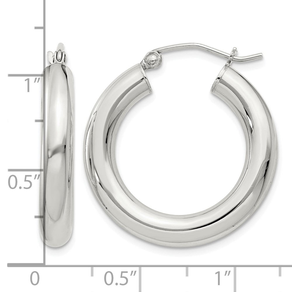 Sterling Silver 4mm Round Hoop Earrings (QE4402SP)